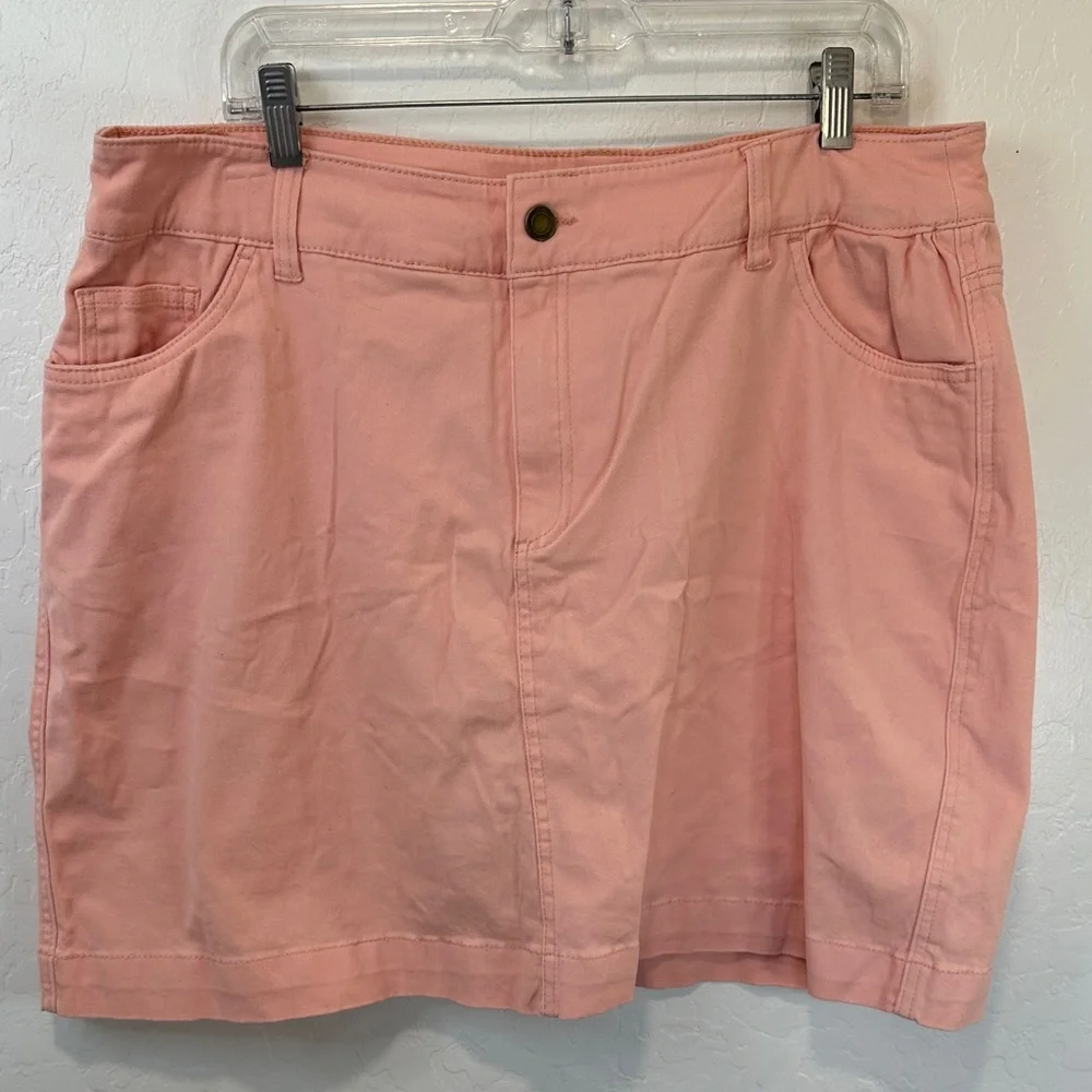 Woman Within women’s plus size 16W Dusty‎ Rose pink skirt skort denim 90s Jean